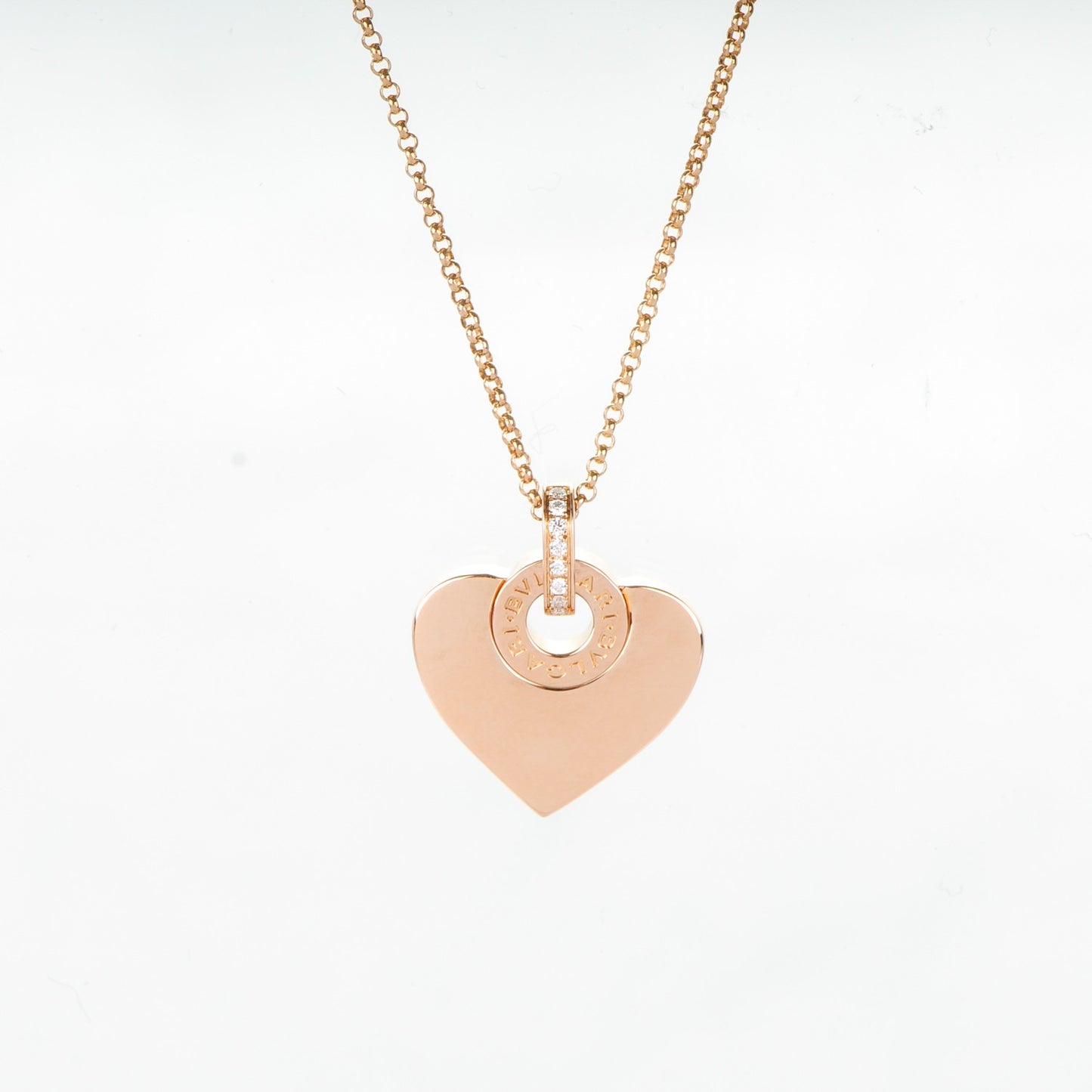 18K Rose Gold Diamond BVLGARI BVLGARI Cuore Pendant Necklace
