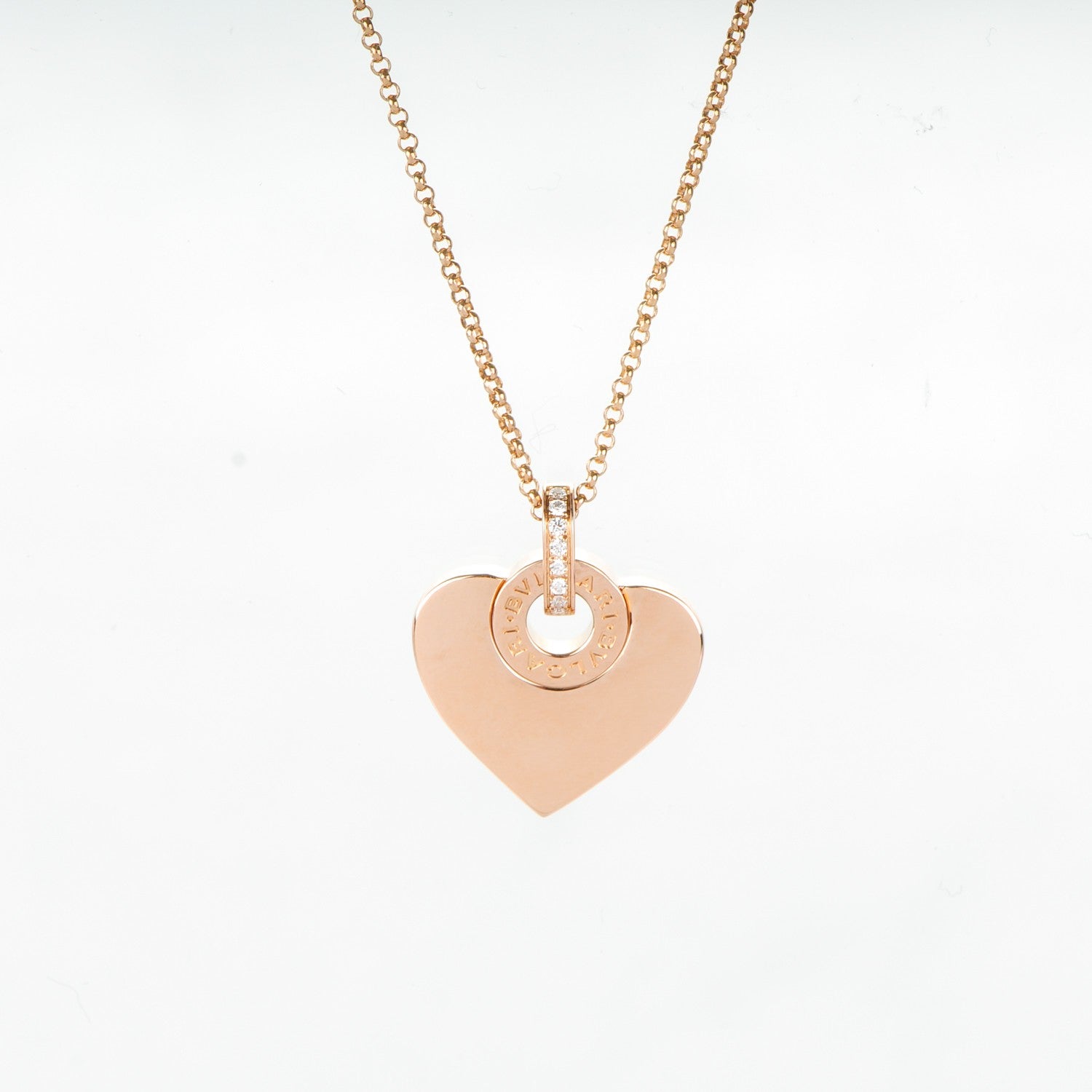 Bulgari 18K Rose Gold Diamond BVLGARI BVLGARI Cuore Pendant Necklace 3 of 4