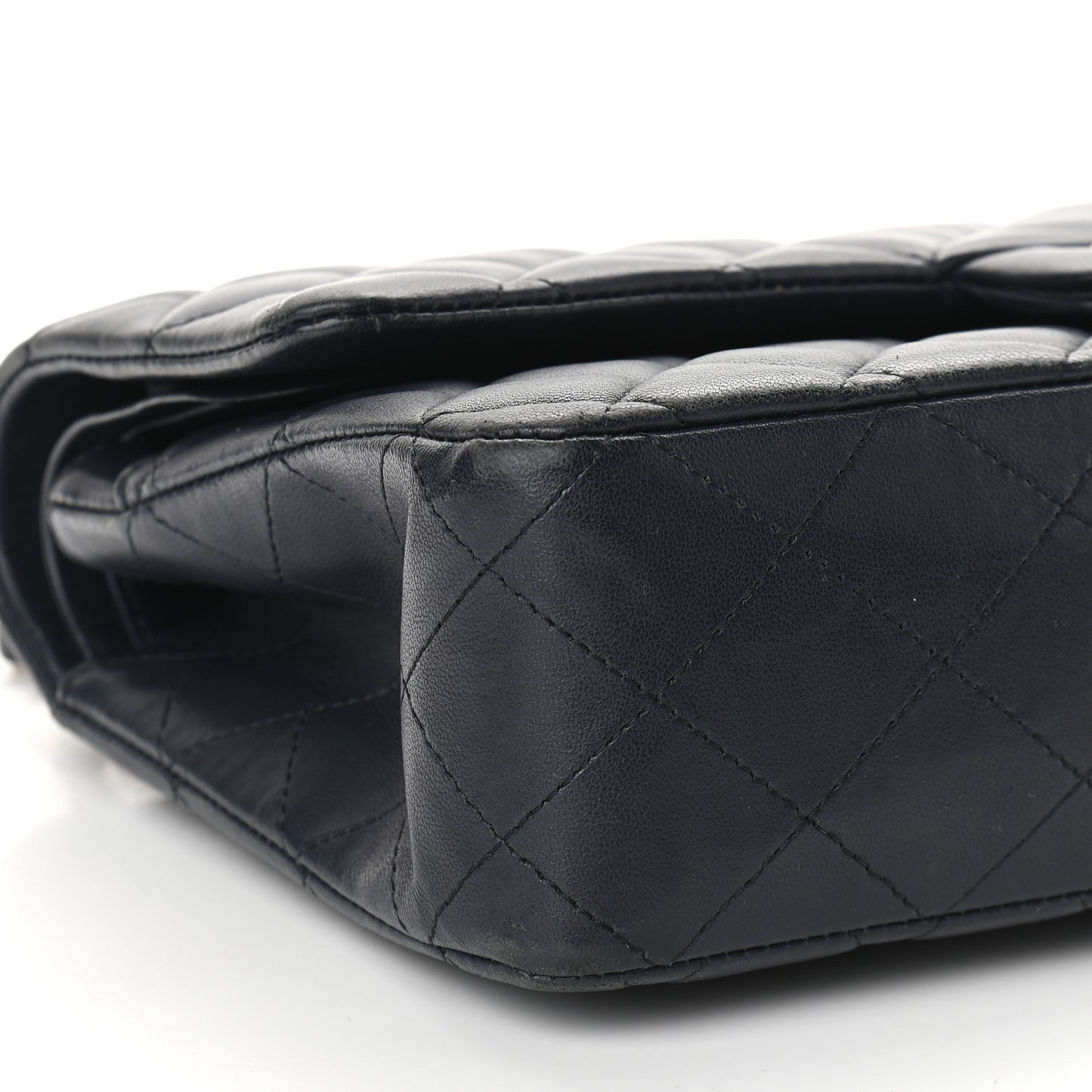 Lambskin Quilted Medium Double Flap Navy