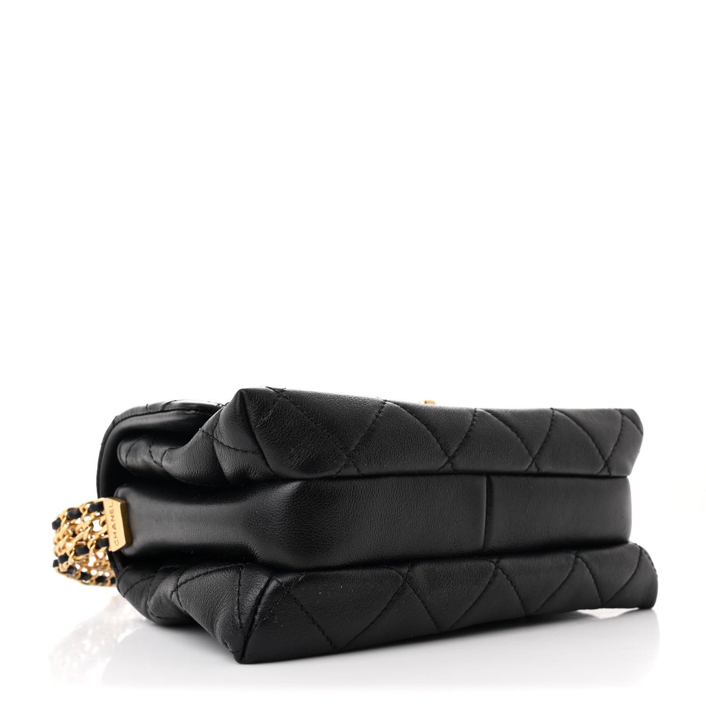 Calfskin Quilted Mini Chain Strap Flap Black