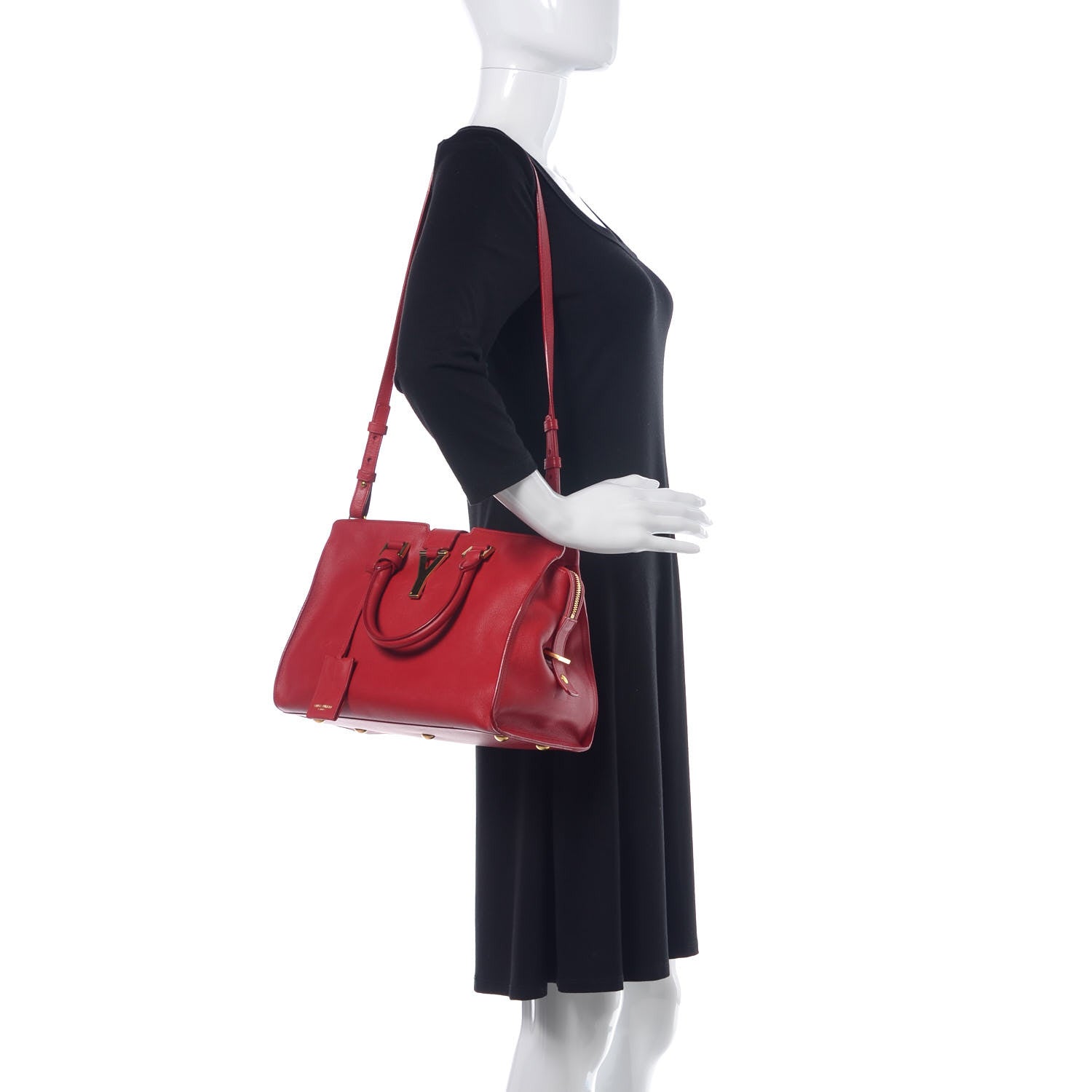 Saint Laurent Calfskin Small Classic Y Cabas Rouge Orient 2 of 15