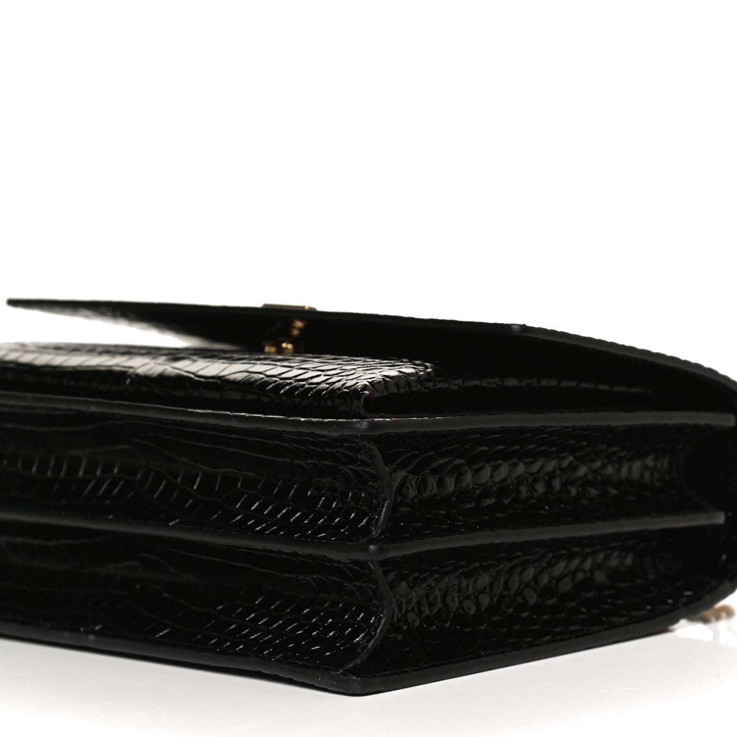 Calfskin Crocodile Embossed Medium Monogram Sunset Black