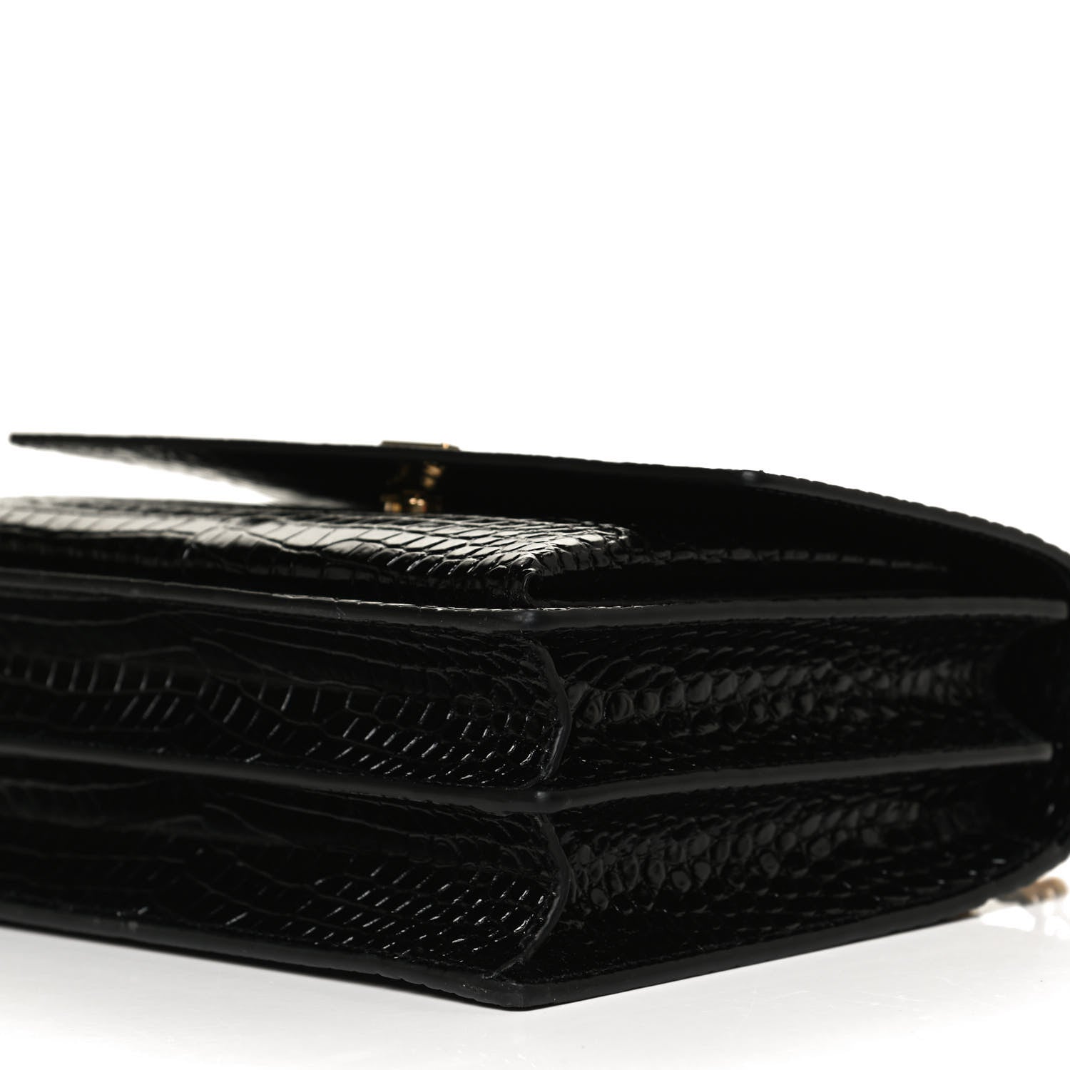 Saint Laurent Calfskin Crocodile Embossed Medium Monogram Sunset Black 11 of 11
