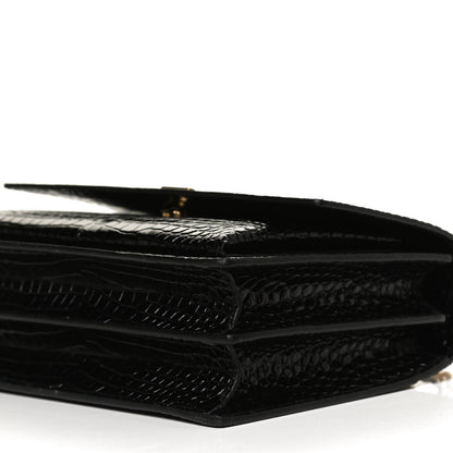 Saint Laurent Calfskin Crocodile Embossed Medium Monogram Sunset Black 11 of 11