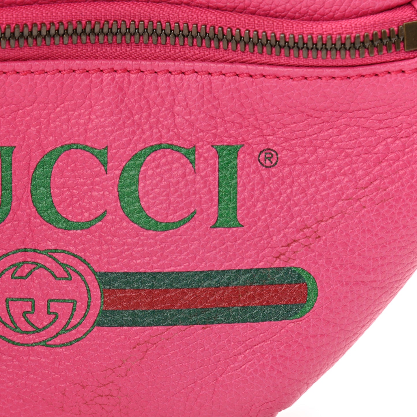 Grained Calfskin Small Logo Belt Bag Box Pink Green