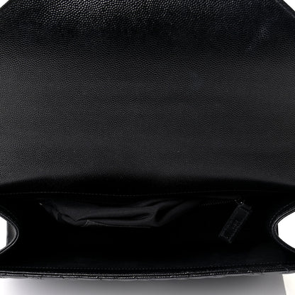 Saint Laurent Grain De Poudre Textured Mixed Matelasse Large Triquilt Monogram Monochrome Satchel Black 4 of 6