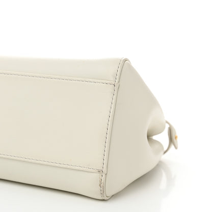 Fendi Nappa Vitello Gingham Embossed Mini Peekaboo Iconic Satchel White Ice Light Blue 11 of 14