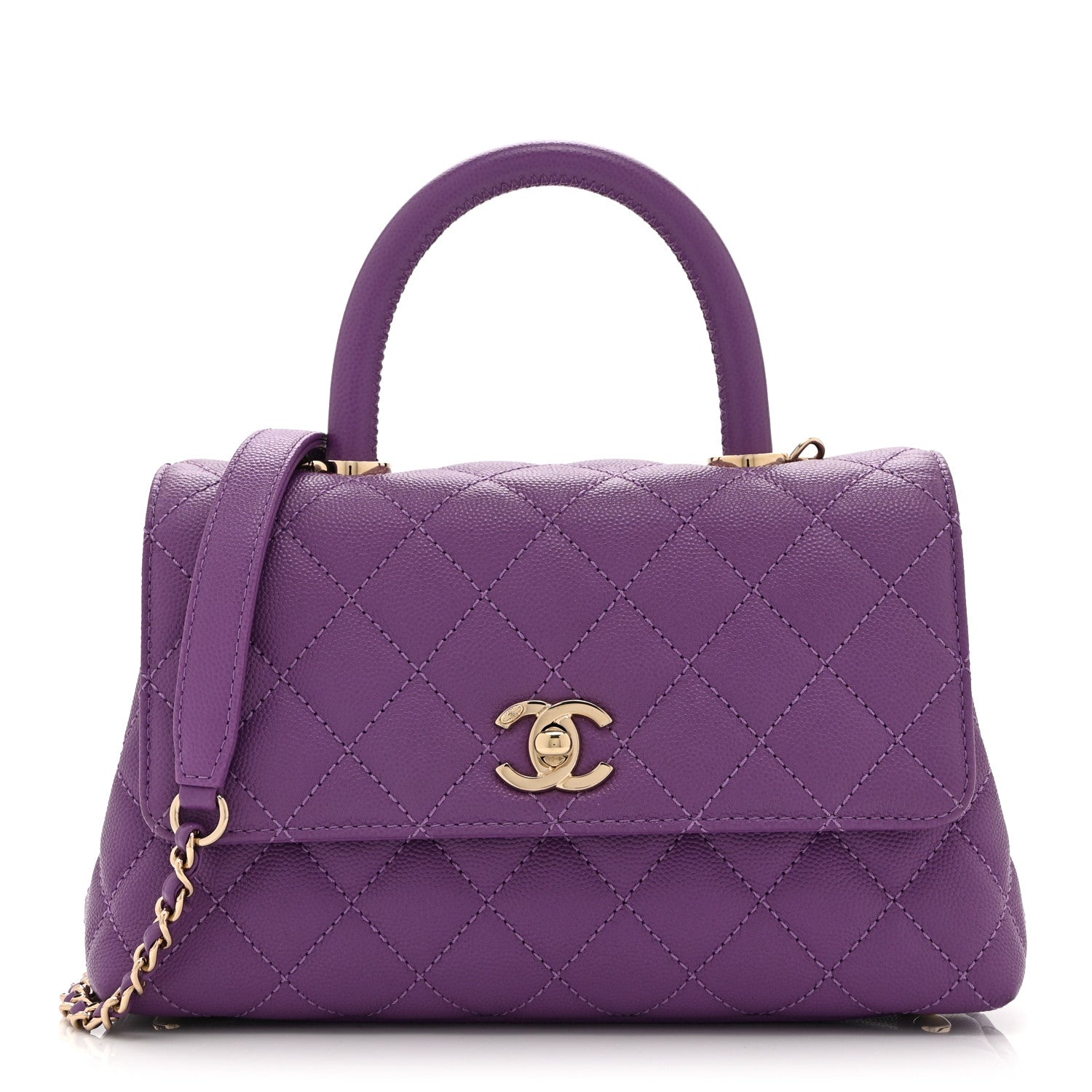 Chanel Caviar Quilted Mini Coco Handle Flap Purple 1 of 10