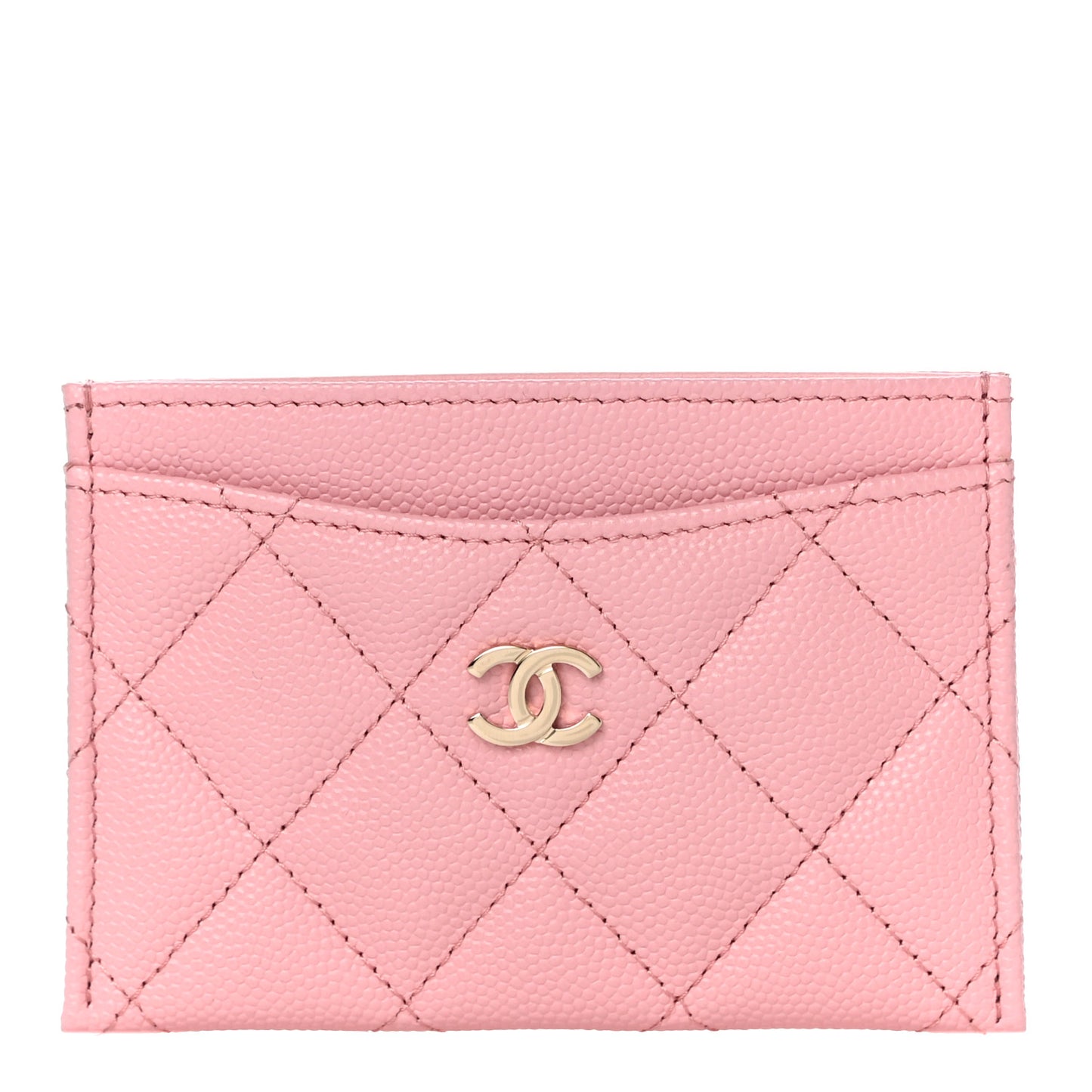 Caviar Quilted Card Holder Pink