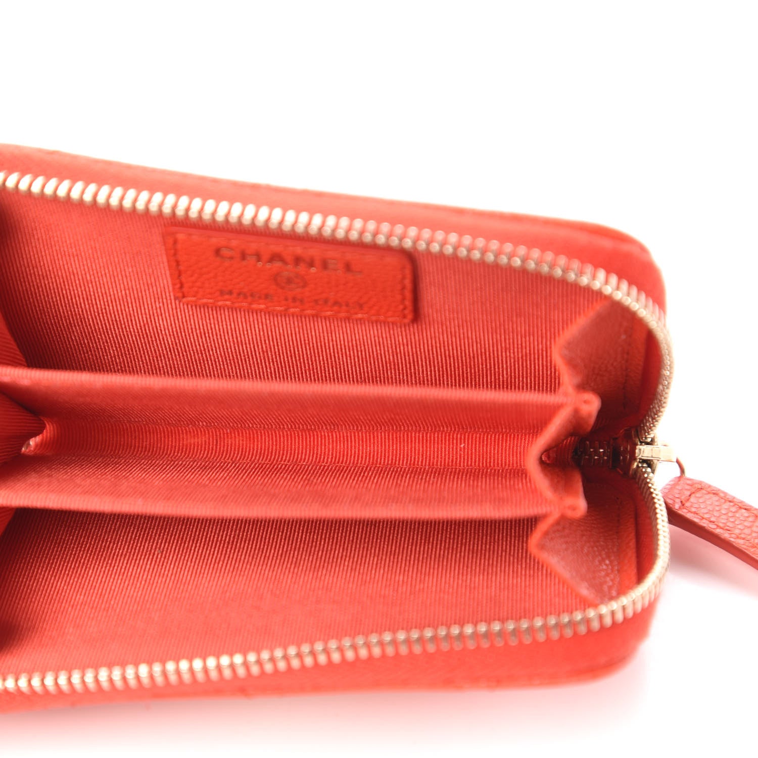 Chanel Caviar Quilted Zip Card Holder Orange 5 of 11