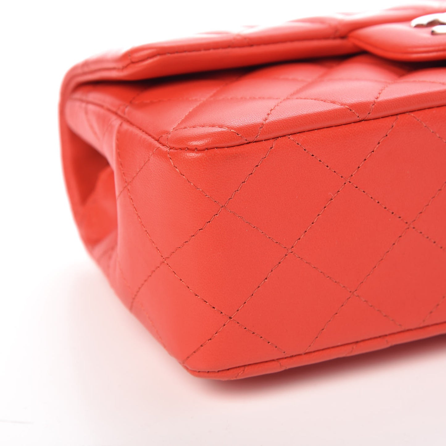 Lambskin Quilted Mini Rectangular Flap Red