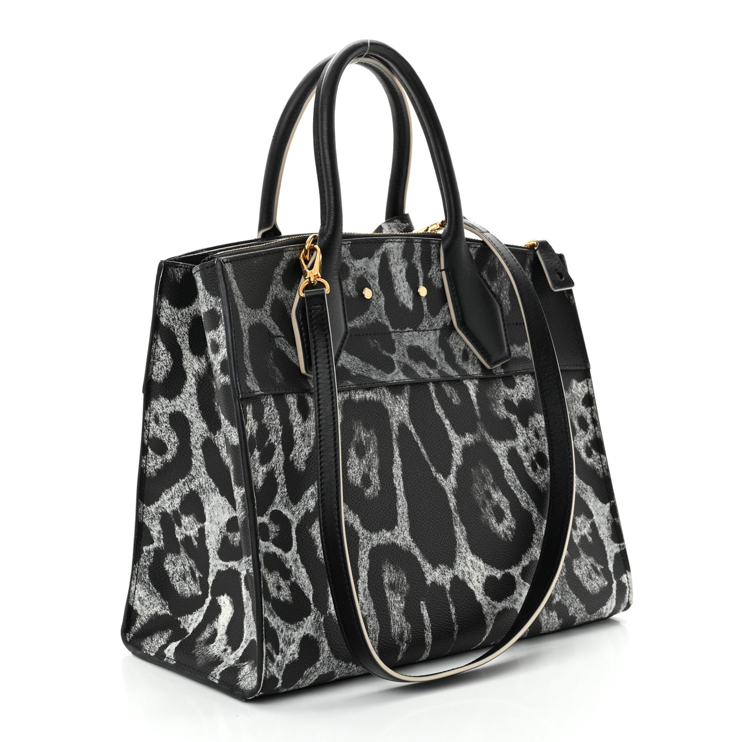 Canvas Calfskin Wild Animal Print City Steamer MM Black