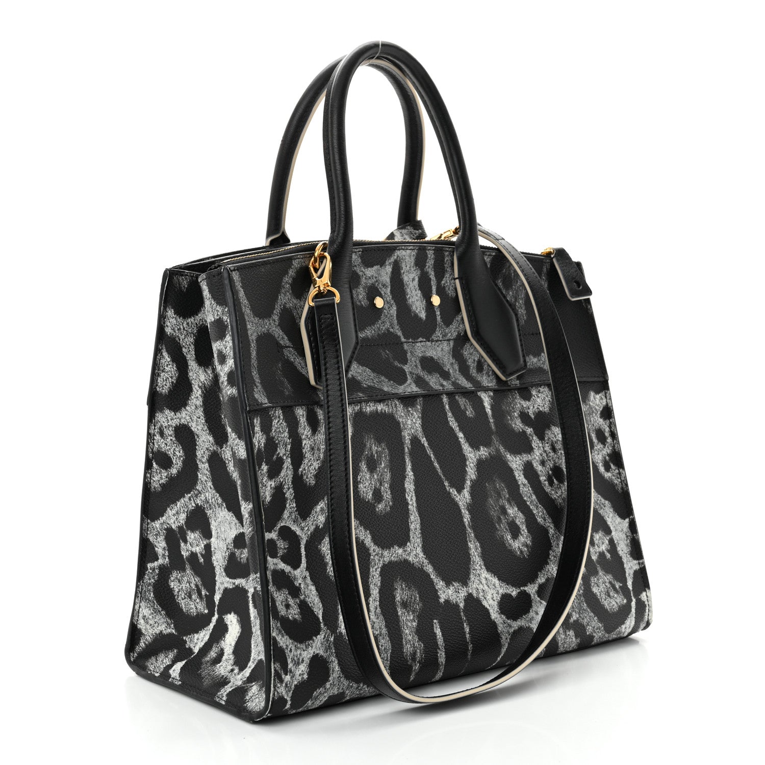 Louis Vuitton Canvas Calfskin Wild Animal Print City Steamer MM Black 3 of 12
