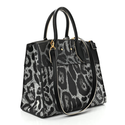 Louis Vuitton Canvas Calfskin Wild Animal Print City Steamer MM Black 3 of 12
