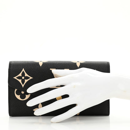 Louis Vuitton Monogram Empreinte Giant Sarah Wallet Black Beige 2 of 8