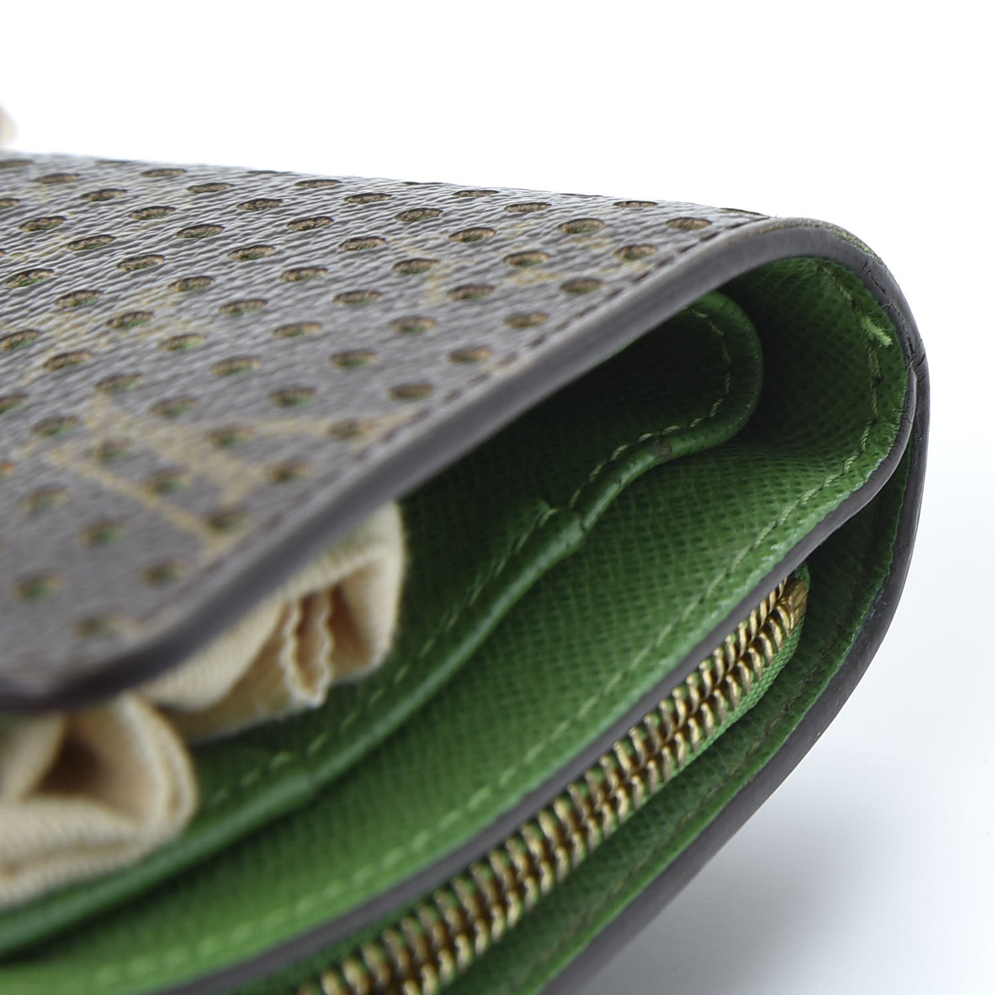 Monogram Perforated Compact Zipped Wallet Green