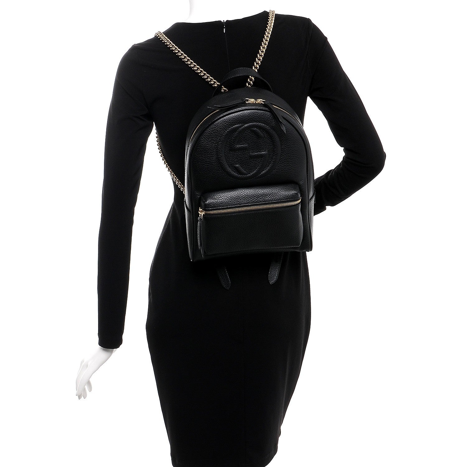 Gucci Pebbled Calfskin Soho Chain Backpack Black 2 of 7