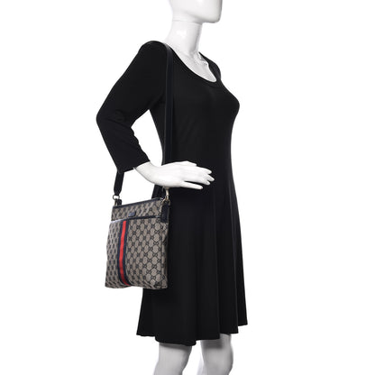 Gucci GG Supreme Monogram Web Flat Messenger Bag Navy 2 of 9