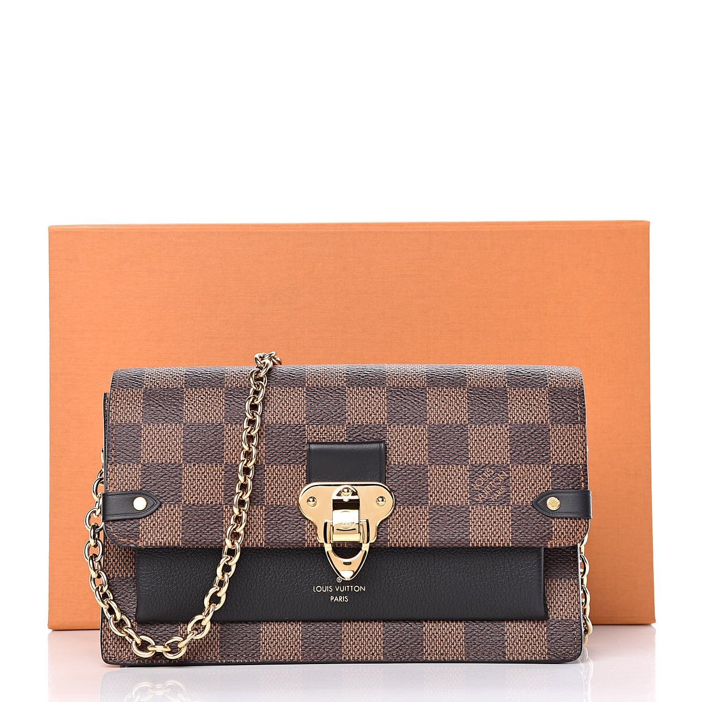 Damier Ebene Vavin Chain Wallet Black