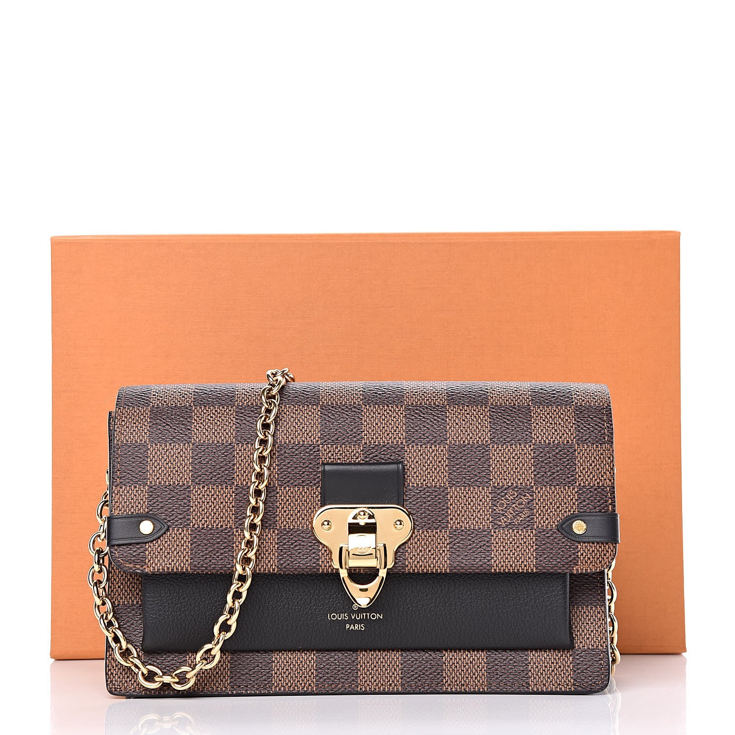 Louis Vuitton Damier Ebene Vavin Chain Wallet Black 10 of 10