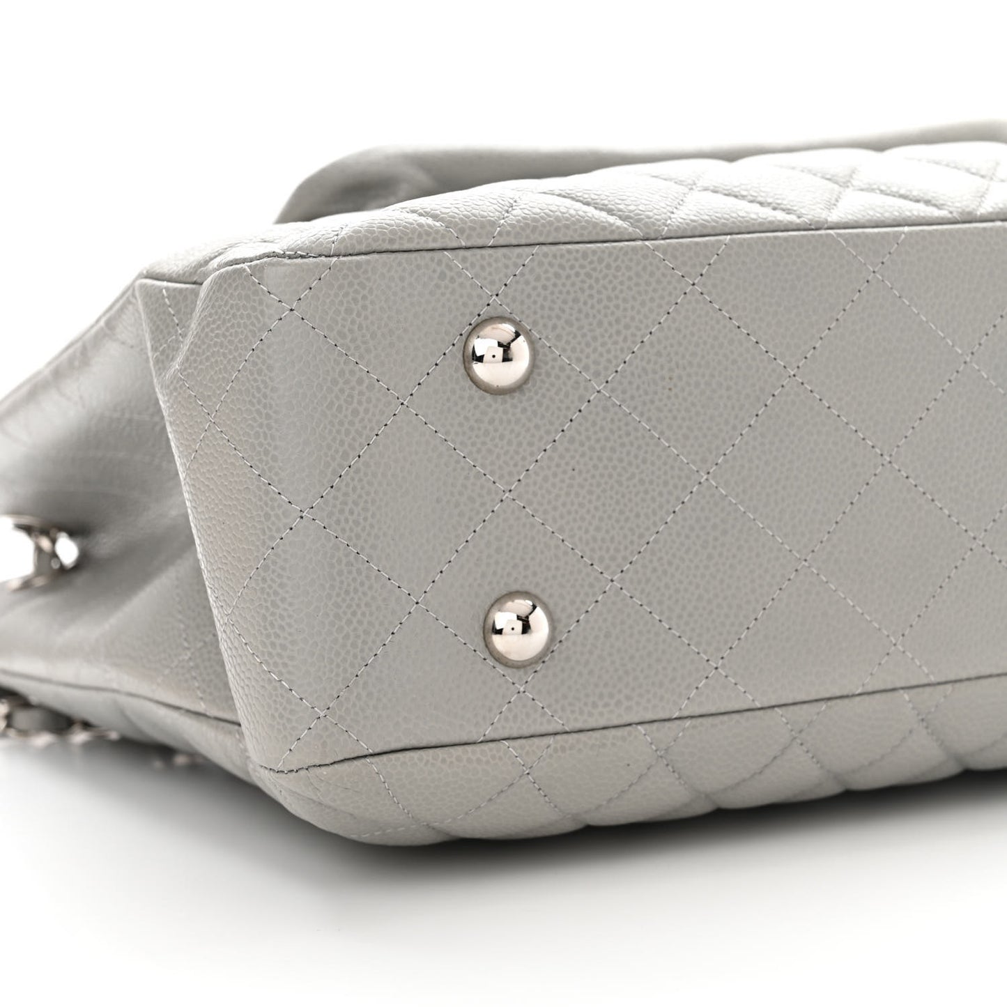 Caviar Quilted Maxi Paris Edinburgh Flap Light Grey