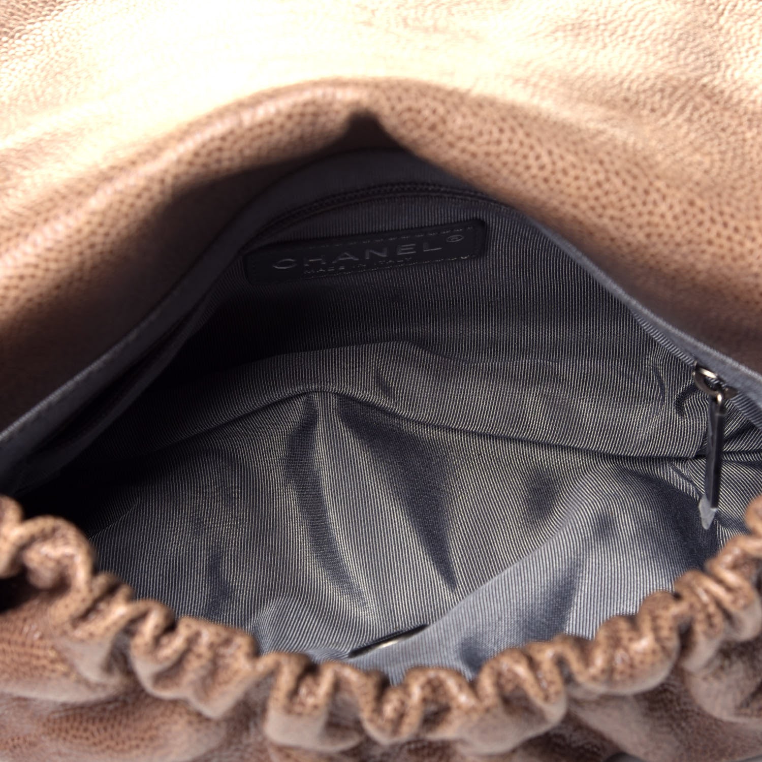 Chanel Caviar Quilted Medium Elastic Flap Brown 5 of 9