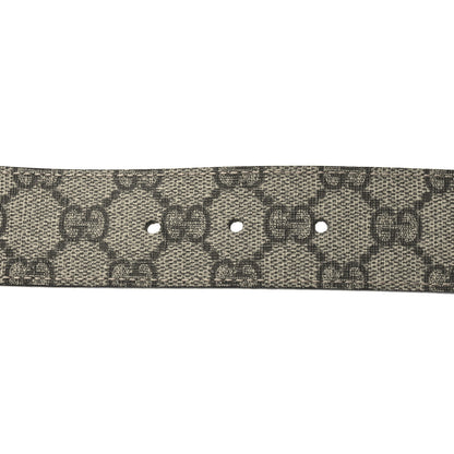 Gucci GG Supreme Monogram Plutone Calfskin Double G Reversible 37mm Belt 115 46 Beige Ebony New Acero 5 of 6