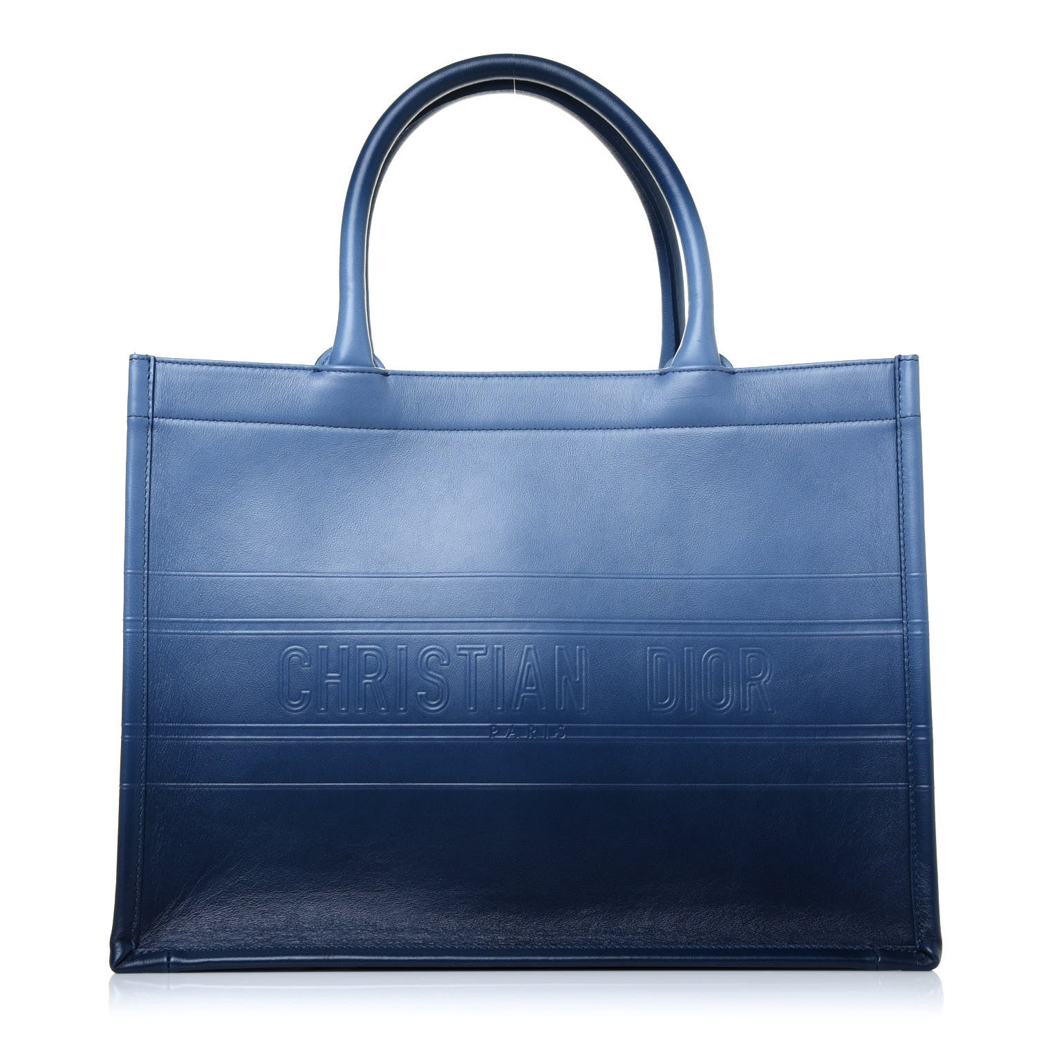 Christian Dior Gradient Smooth Calfskin Embossed Medium Book Tote Indigo Blue 1 of 23