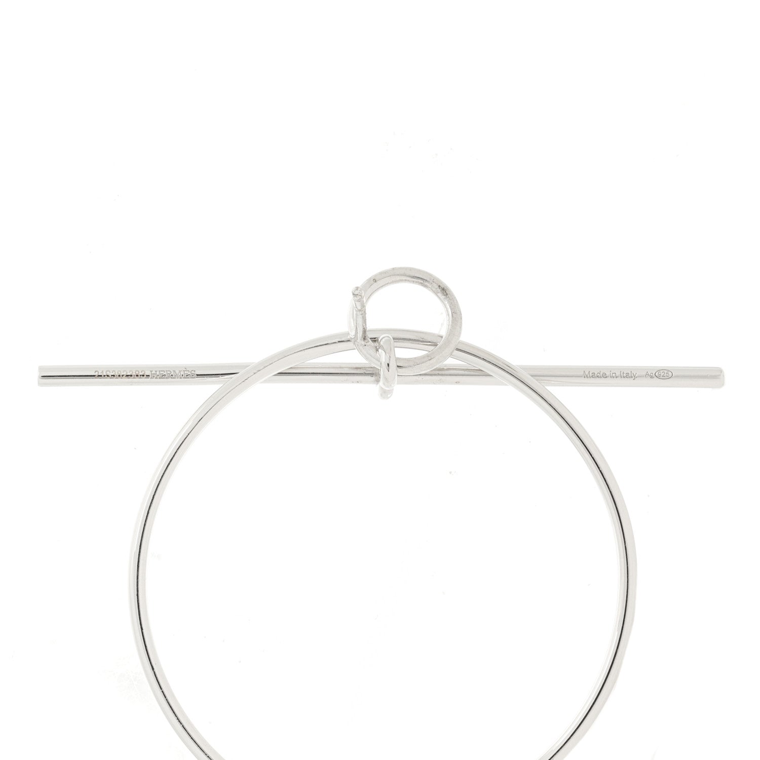 Hermes Sterling Silver MM Loop Earrings 4 of 5