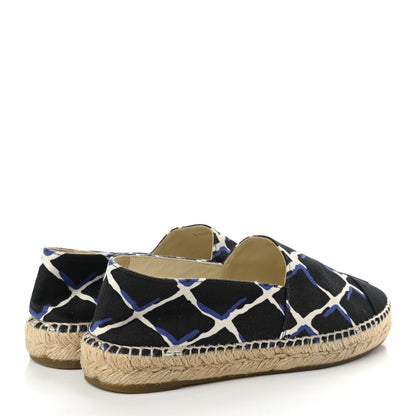Chanel Printed Canvas Grosgrain Espadrilles 39 Blue Black 4 of 9