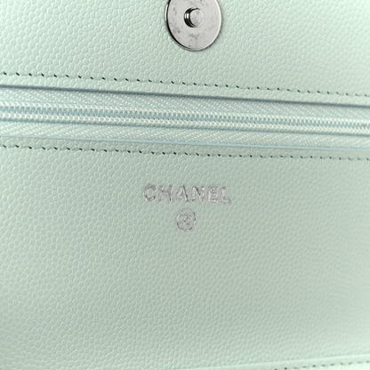 Chanel Caviar Quilted Wallet on Chain WOC Light Blue 11 of 23