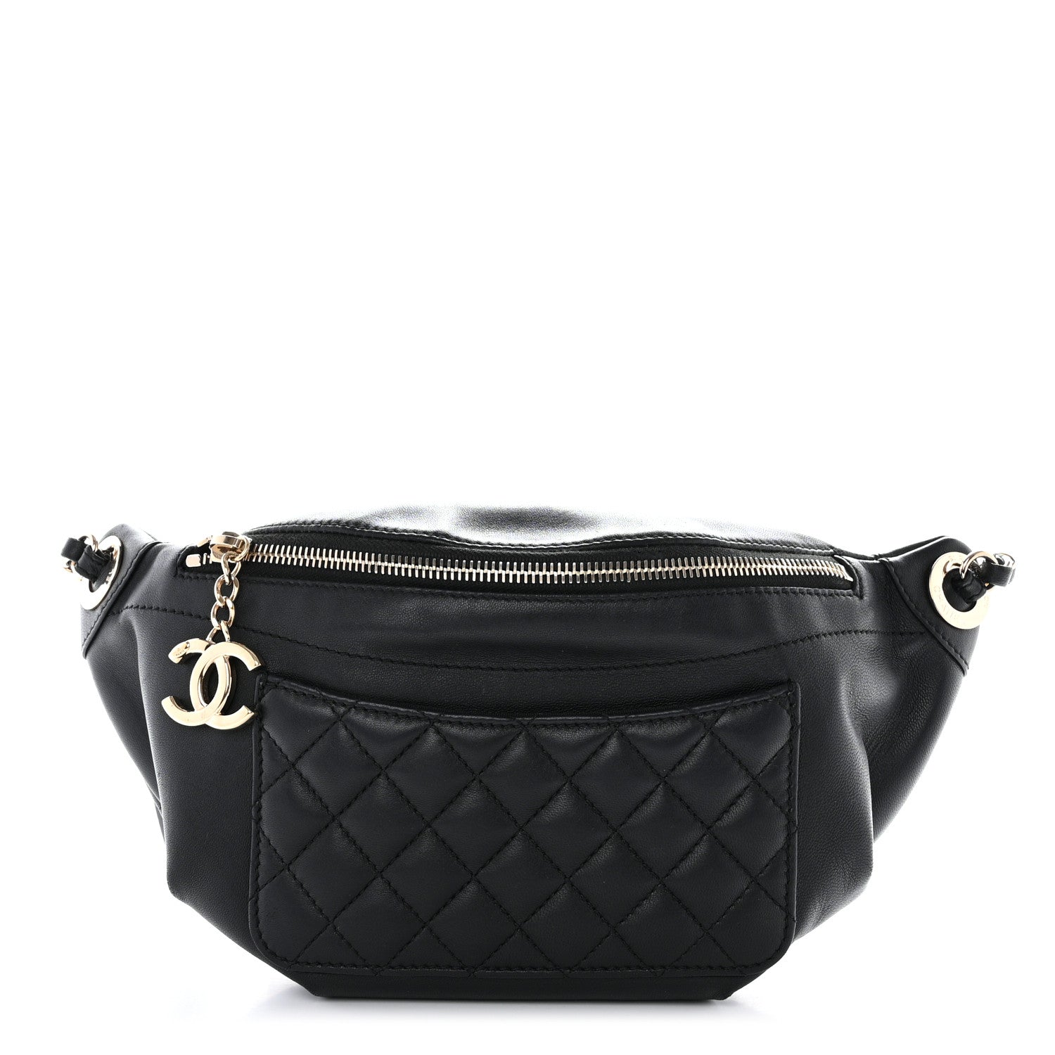 Chanel Lambskin Quilted Waist Bag Fanny Pack Black 1 of 11