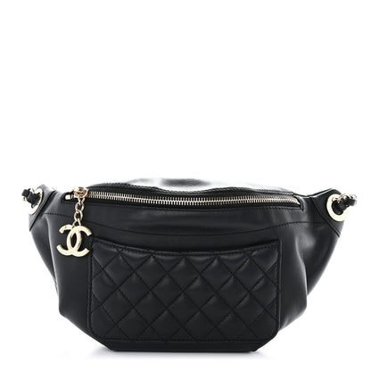 Chanel Lambskin Quilted Waist Bag Fanny Pack Black 1 of 11