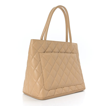 Chanel Caviar Quilted Medallion Tote Beige 3 of 9