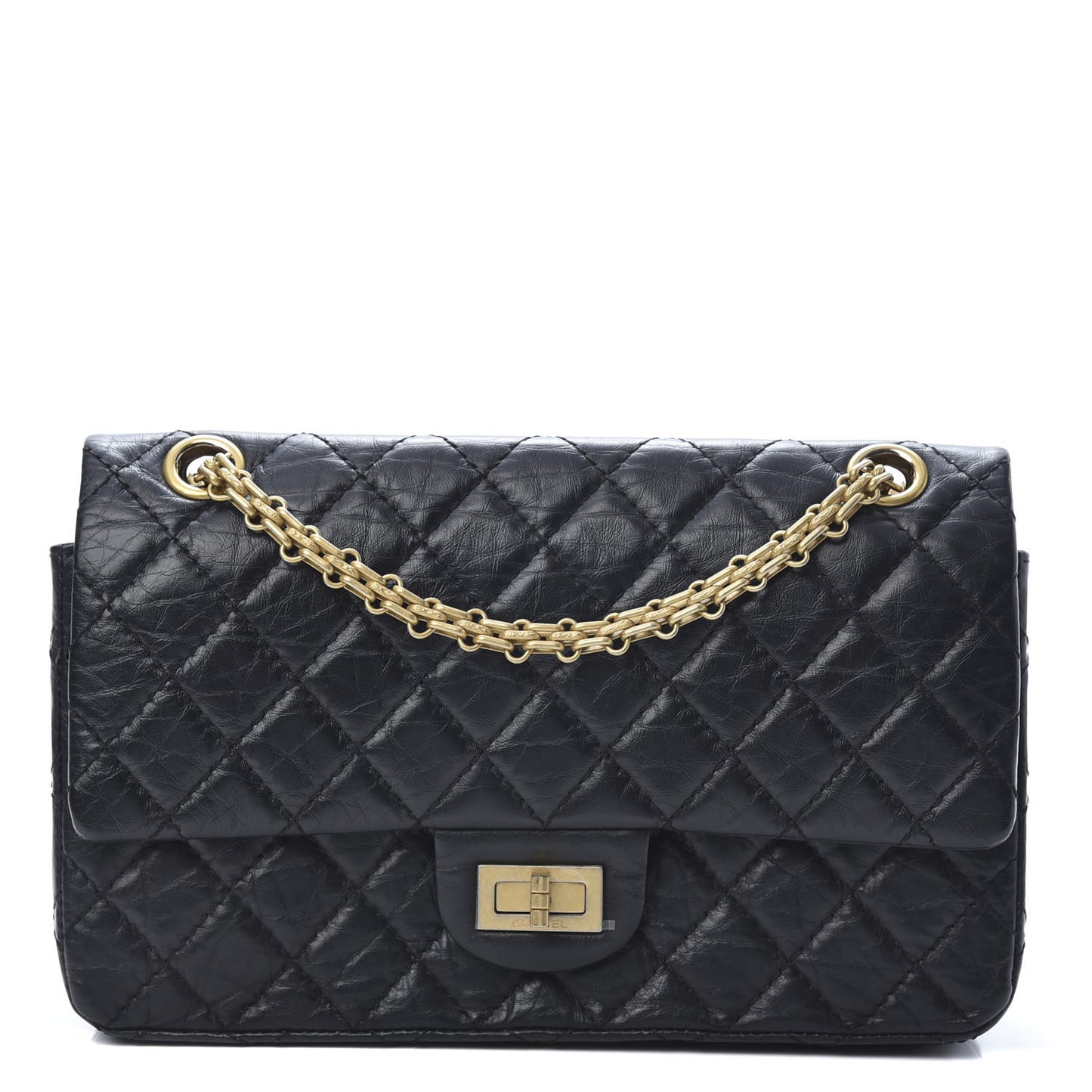 Aged Calfskin Quilted 2.55 Reissue 225 Flap Black
