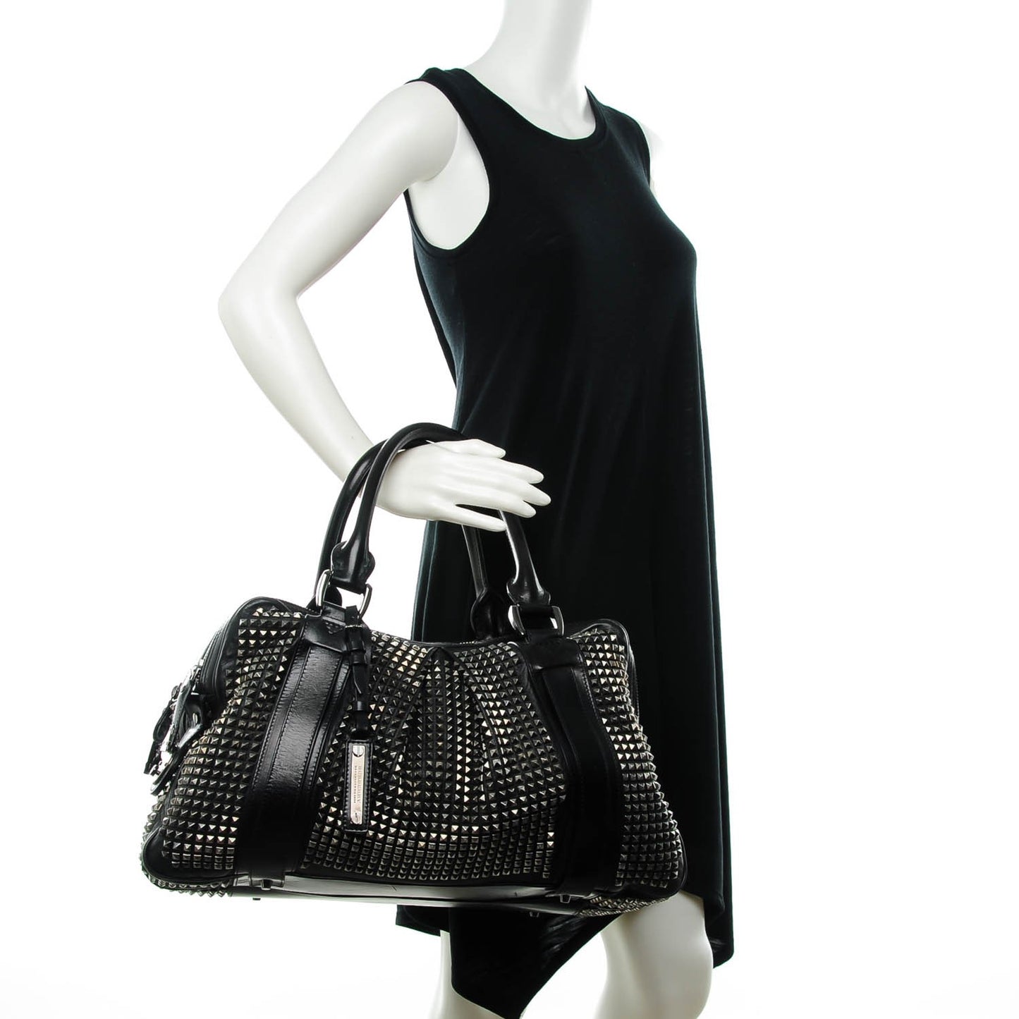 Prorsum Calfskin Studded Knight Satchel Black