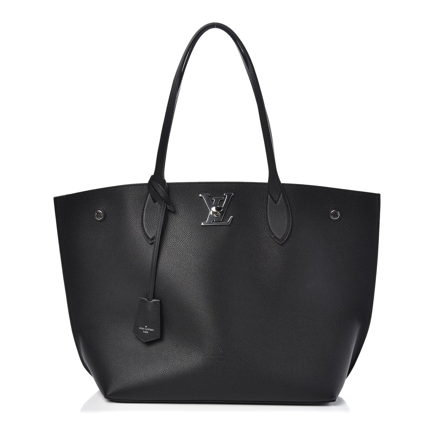 Calfskin Lockme Go Tote Black