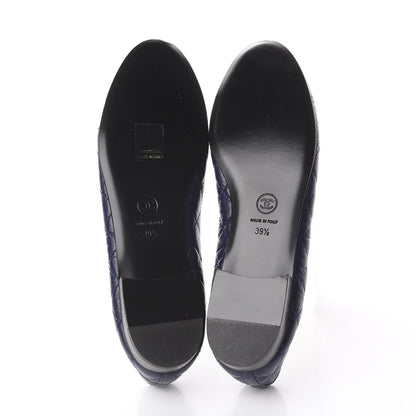 Chanel Aged Calfskin Quilted CC Cap Toe Ballerina Flats 39.5 Navy 5 of 7
