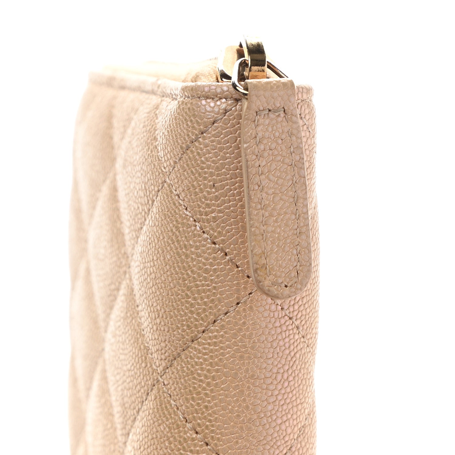 Chanel Iridescent Caviar Quilted Large Gusset Zip Around Wallet Beige Clair 9 of 10