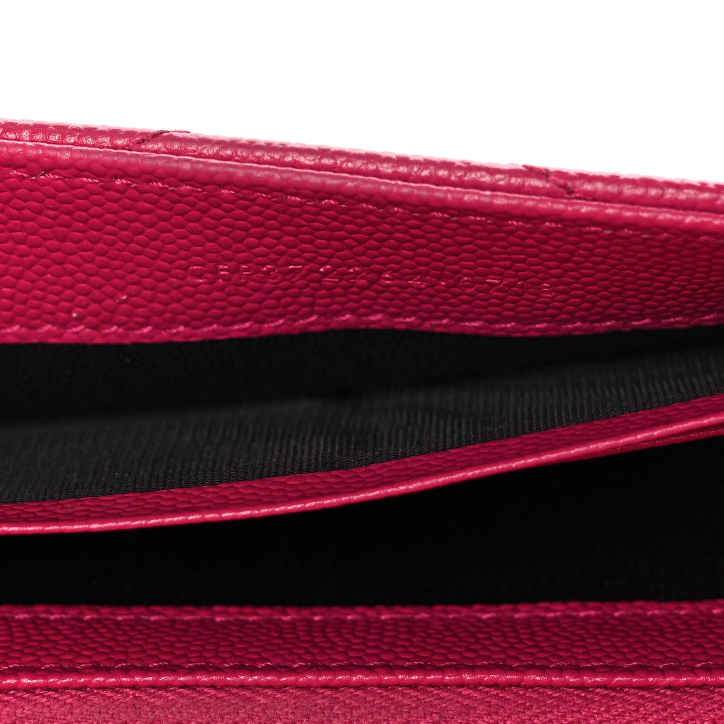 Grain De Poudre Matelasse Chevron Monogram Flap Wallet Fuxia
