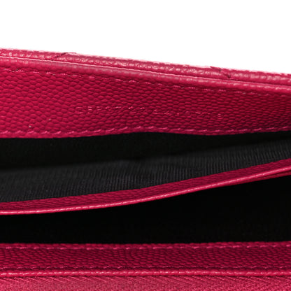 Saint Laurent Grain De Poudre Matelasse Chevron Monogram Flap Wallet Fuxia 7 of 13