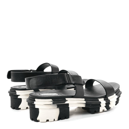 Balenciaga Calfskin Rubber Striped Platform Sandals 40 Black 4 of 9
