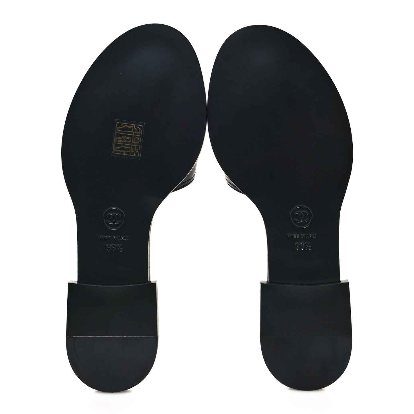 Shiny Calfskin CC Mules 36.5 Black