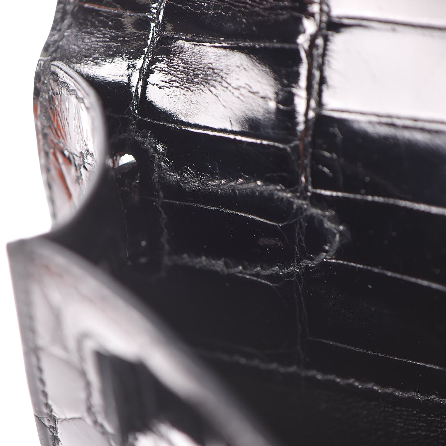 Hermes Shiny Niloticus Crocodile Kelly Cut Pochette Black 11 of 28