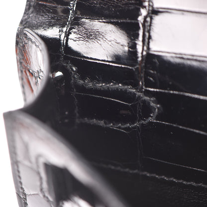 Hermes Shiny Niloticus Crocodile Kelly Cut Pochette Black 11 of 28