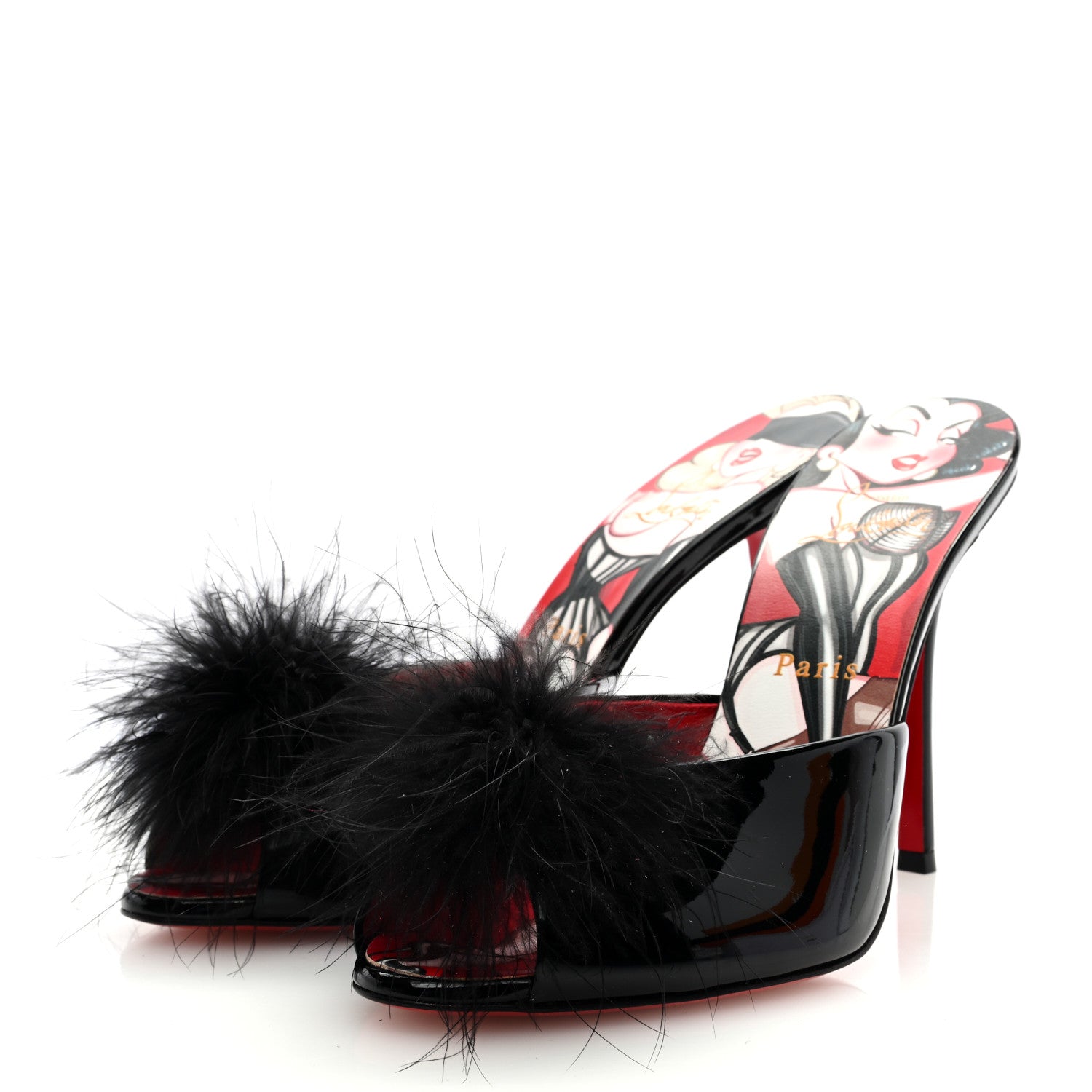 Christian Louboutin Patent Plume Pin Up 100 40 Black Lin 2 of 7