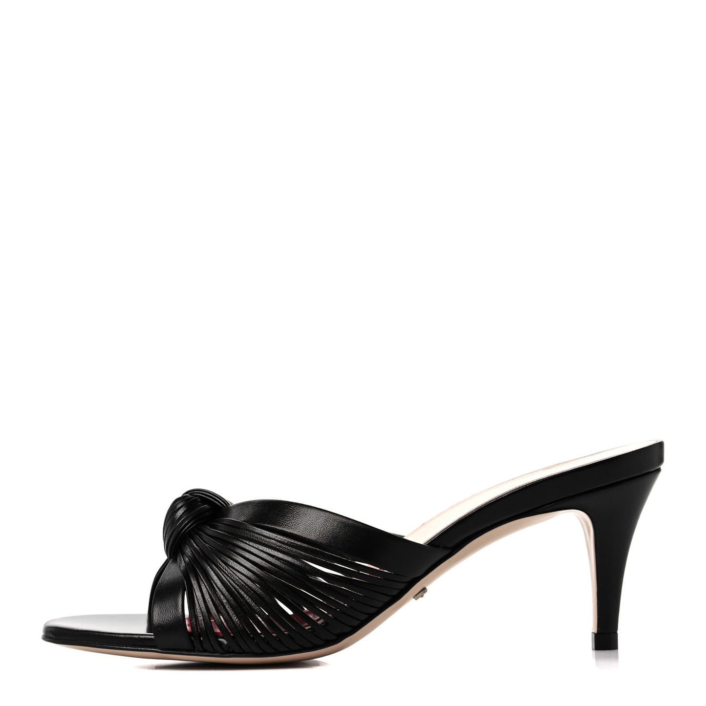 Nappa Crawford Knot Mid Heel Slide Sandals 35.5 Black