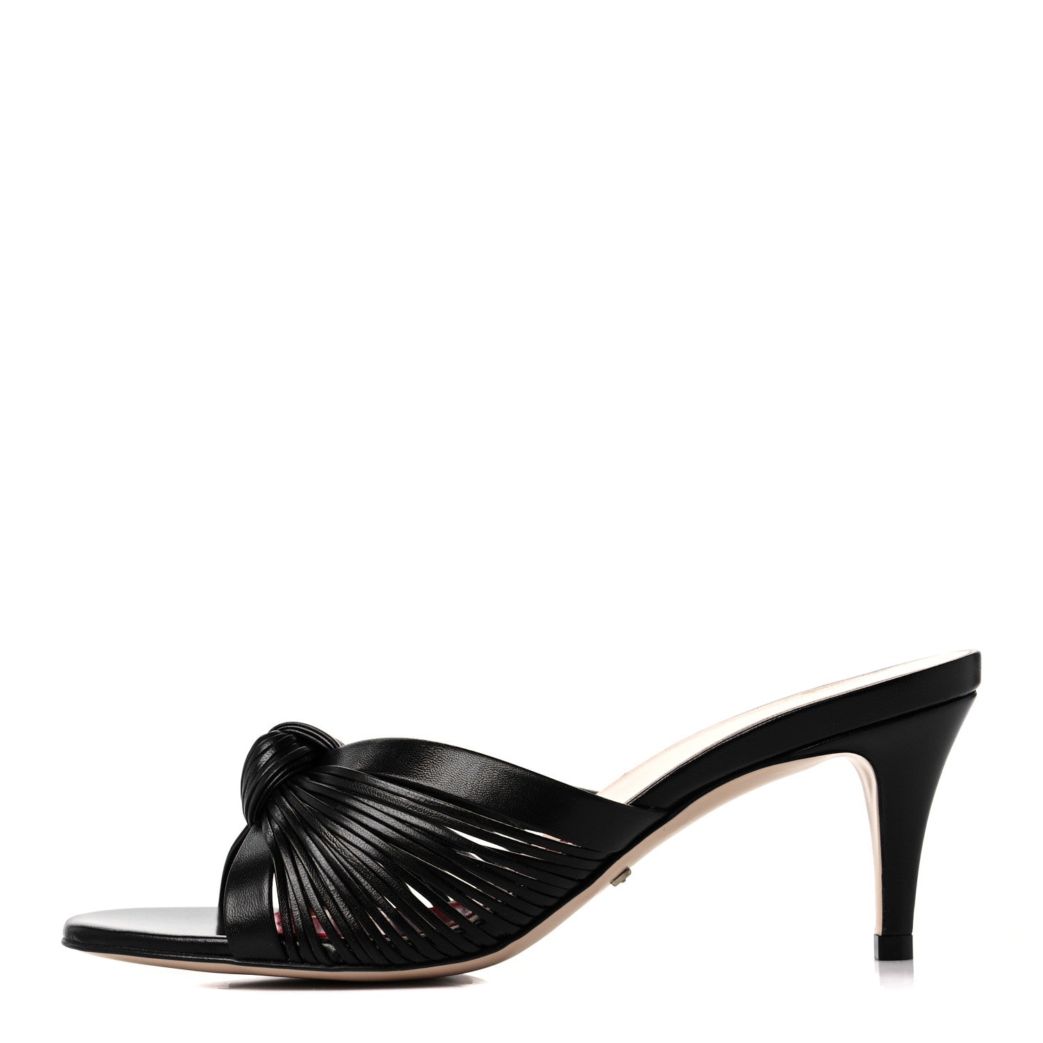 Gucci Nappa Crawford Knot Mid Heel Slide Sandals 35.5 Black 1 of 8