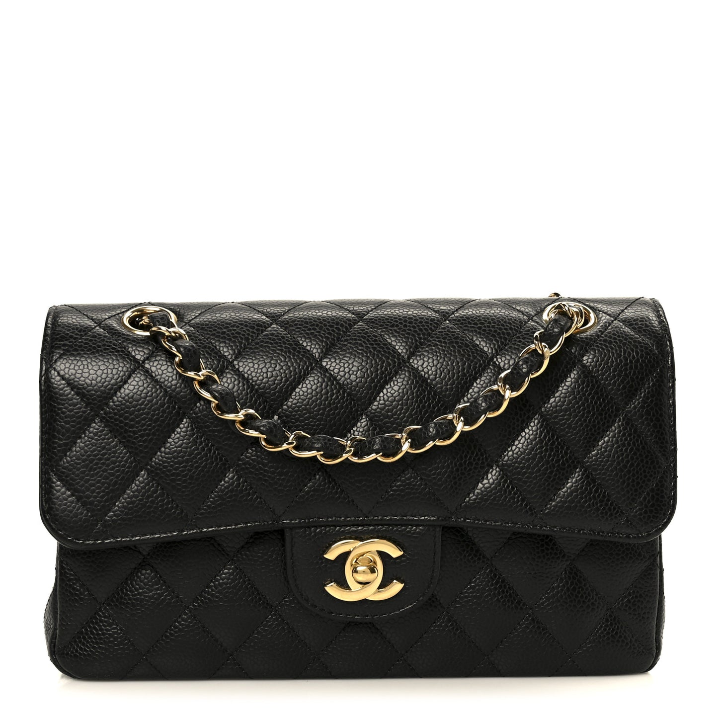 Caviar Quilted Small Double Flap Black