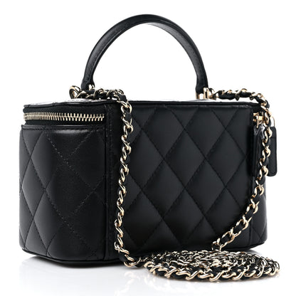 Chanel Lambskin Quilted Small Top Handle Vanity Case With Chain Black 3 of 10